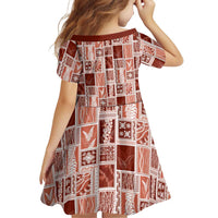 Vintage Aloha Block Quilt Family Matching Short Sleeve Bodycon Dress and Hawaiian Shirt Red Inspired Lei Motifs LT9 - Polynesian Pride