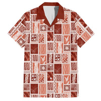 Vintage Aloha Block Quilt Hawaiian Shirt Red Inspired Lei Motifs - Polynesian Pride