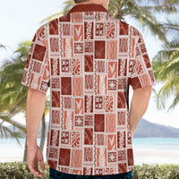Vintage Aloha Block Quilt Hawaiian Shirt Red Inspired Lei Motifs - Polynesian Pride