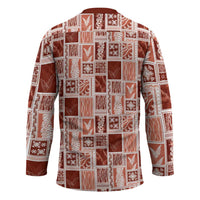 Vintage Aloha Block Quilt Hockey Jersey Red Inspired Lei Motifs - Polynesian Pride