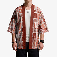 Vintage Aloha Block Quilt Kimono Red Inspired Lei Motifs - Polynesian Pride