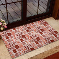 Vintage Aloha Block Quilt Rubber Doormat Red Inspired Lei Motifs LT9 - Polynesian Pride