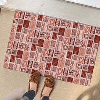 Vintage Aloha Block Quilt Rubber Doormat Red Inspired Lei Motifs LT9 - Polynesian Pride