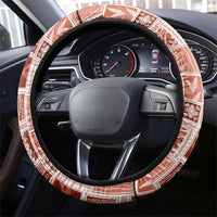 Vintage Aloha Block Quilt Steering Wheel Cover Red Inspired Lei Motifs - Polynesian Pride