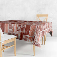 Vintage Aloha Block Quilt Tablecloth Red Inspired Lei Motifs - Polynesian Pride