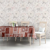 Vintage Aloha Block Quilt Tablecloth Red Inspired Lei Motifs - Polynesian Pride