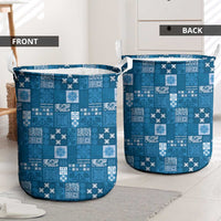 Vintage Hawaiian Quilting Patterns Laundry Basket Blue Style Tribal Fabric Patchwork - Polynesian Pride