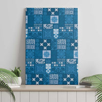 Vintage Hawaiian Quilting Patterns Canvas Wall Art Blue Style Tribal Fabric Patchwork - Polynesian Pride