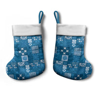 Vintage Hawaiian Quilting Patterns Christmas Stocking Blue Style Tribal Fabric Patchwork - Polynesian Pride