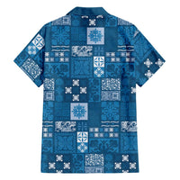 Vintage Hawaiian Quilting Patterns Family Matching Long Sleeve Bodycon Dress and Hawaiian Shirt Blue Style Tribal Fabric Patchwork LT9 - Polynesian Pride