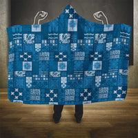 Vintage Hawaiian Quilting Patterns Hooded Blanket Blue Style Tribal Fabric Patchwork - Polynesian Pride