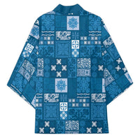 Vintage Hawaiian Quilting Patterns Kimono Blue Style Tribal Fabric Patchwork - Polynesian Pride
