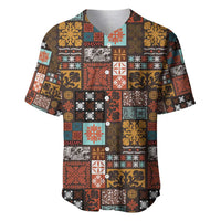 Vintage Hawaiian Quilting Patterns Baseball Jersey Brown Style Tribal Fabric Patchwork - Polynesian Pride