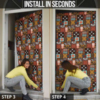 Vintage Hawaiian Quilting Patterns Door Cover Brown Style Tribal Fabric Patchwork - Polynesian Pride