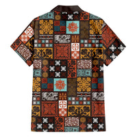 Vintage Hawaiian Quilting Patterns Family Matching Puletasi and Hawaiian Shirt Brown Style Tribal Fabric Patchwork LT9 - Polynesian Pride