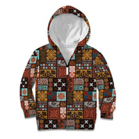 Vintage Hawaiian Quilting Patterns Kid Hoodie Brown Style Tribal Fabric Patchwork - Polynesian Pride