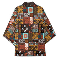 Vintage Hawaiian Quilting Patterns Kimono Brown Style Tribal Fabric Patchwork - Polynesian Pride