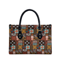 Vintage Hawaiian Quilting Patterns Leather Bag Brown Style Tribal Fabric Patchwork - Polynesian Pride
