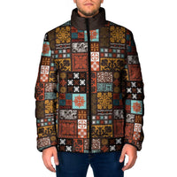 Vintage Hawaiian Quilting Patterns Padded Jacket Brown Style Tribal Fabric Patchwork - Polynesian Pride