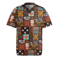 Vintage Hawaiian Quilting Patterns Rugby Jersey Brown Style Tribal Fabric Patchwork - Polynesian Pride