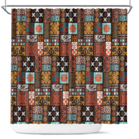 Vintage Hawaiian Quilting Patterns Shower Curtain Brown Style Tribal Fabric Patchwork - Polynesian Pride