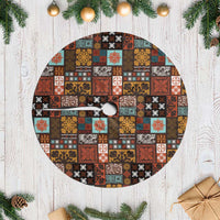 Vintage Hawaiian Quilting Patterns Tree Skirt Brown Style Tribal Fabric Patchwork - Polynesian Pride