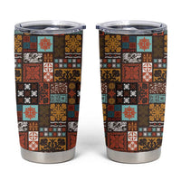 Vintage Hawaiian Quilting Patterns Tumbler Cup Brown Style Tribal Fabric Patchwork - Polynesian Pride