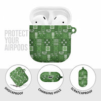Vintage Hawaiian Quilting Patterns AirPods Case Green Style Tribal Fabric Patchwork LT9 - Polynesian Pride