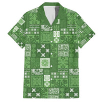 Vintage Hawaiian Quilting Patterns Hawaiian Shirt Green Style Tribal Fabric Patchwork - Polynesian Pride