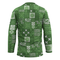 Vintage Hawaiian Quilting Patterns Hockey Jersey Green Style Tribal Fabric Patchwork - Polynesian Pride