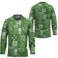 Vintage Hawaiian Quilting Patterns Hockey Jersey Green Style Tribal Fabric Patchwork - Polynesian Pride