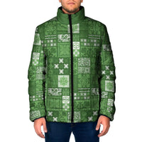 Vintage Hawaiian Quilting Patterns Padded Jacket Green Style Tribal Fabric Patchwork - Polynesian Pride