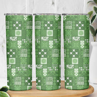 Vintage Hawaiian Quilting Patterns Skinny Tumbler Green Style Tribal Fabric Patchwork - Polynesian Pride
