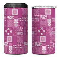 Vintage Hawaiian Quilting Patterns 4 in 1 Can Cooler Tumbler Pink Style Tribal Fabric Patchwork - Polynesian Pride