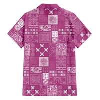 Vintage Hawaiian Quilting Patterns Family Matching Off Shoulder Maxi Dress and Hawaiian Shirt Pink Style Tribal Fabric Patchwork LT9 - Polynesian Pride