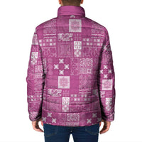 Vintage Hawaiian Quilting Patterns Padded Jacket Pink Style Tribal Fabric Patchwork - Polynesian Pride