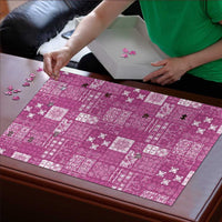 Vintage Hawaiian Quilting Patterns Puzzle Pink Style Tribal Fabric Patchwork - Polynesian Pride