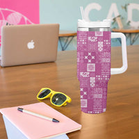 Vintage Hawaiian Quilting Patterns Tumbler With Handle Pink Style Tribal Fabric Patchwork - Polynesian Pride