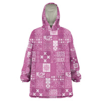 Vintage Hawaiian Quilting Patterns Wearable Blanket Hoodie Pink Style Tribal Fabric Patchwork - Polynesian Pride