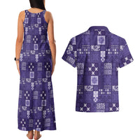 Vintage Hawaiian Quilting Patterns Couples Matching Tank Maxi Dress and Hawaiian Shirt Purple Style Tribal Fabric Patchwork LT9 - Polynesian Pride