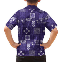 Vintage Hawaiian Quilting Patterns Family Matching Puletasi and Hawaiian Shirt Purple Style Tribal Fabric Patchwork LT9 - Polynesian Pride