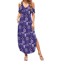 Vintage Hawaiian Quilting Patterns Family Matching Summer Maxi Dress and Hawaiian Shirt Purple Style Tribal Fabric Patchwork LT9 Mom's Dress Purple - Polynesian Pride