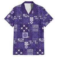 Vintage Hawaiian Quilting Patterns Family Matching Tank Maxi Dress and Hawaiian Shirt Purple Style Tribal Fabric Patchwork LT9 Dad's Shirt - Short Sleeve Purple - Polynesian Pride
