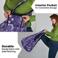 Vintage Hawaiian Quilting Patterns Grocery Bag Purple Style Tribal Fabric Patchwork - Polynesian Pride