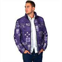 Vintage Hawaiian Quilting Patterns Padded Jacket Purple Style Tribal Fabric Patchwork - Polynesian Pride
