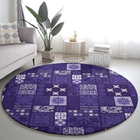 Vintage Hawaiian Quilting Patterns Round Carpet Purple Style Tribal Fabric Patchwork - Polynesian Pride