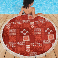 Vintage Hawaiian Quilting Patterns Beach Blanket Red Style Tribal Fabric Patchwork - Polynesian Pride