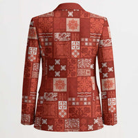 Vintage Hawaiian Quilting Patterns Blazer Red Style Tribal Fabric Patchwork - Polynesian Pride