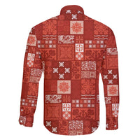 Vintage Hawaiian Quilting Patterns Family Matching Mermaid Dress and Hawaiian Shirt Red Style Tribal Fabric Patchwork - Polynesian Pride