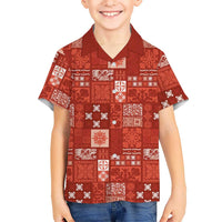 Vintage Hawaiian Quilting Patterns Kid Hawaiian Shirt Red Style Tribal Fabric Patchwork - Polynesian Pride